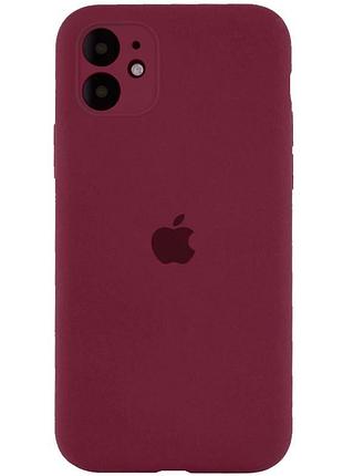 Чехол silicone case full camera protective (aa) для apple iphone 12 (6.1") бордовый / plum