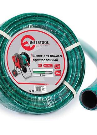 Шланг для поливання 3-шаровий, 3/4", 30 м, армований, pvc intertool ge-4045