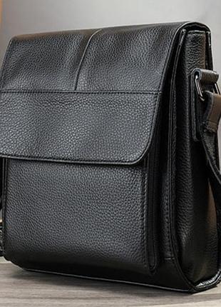 Сумка кожаная мужская средних размеров leather collection (7433) черная
