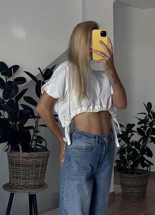 Бавовняний топ на завʼязках zara