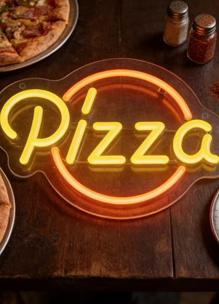 Неоновая вывеска pizza с диммером led светильник декор для кухни кафе