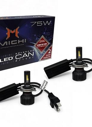 Светодиодные led лампы 12-24v 75w michi mi led can h4 hi/low 5500k
