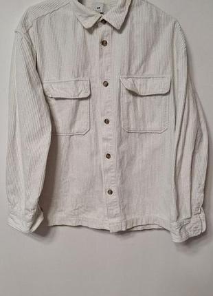 Рубашка рубашка мужская белая плотная вельветовая h&amp;m relaxed, размер xl - 2xl