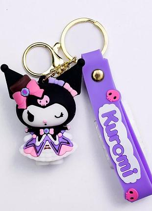 Дитячий брелок kuromi силікон 4.5×6 см чорний для ключів сумки рюкзака
