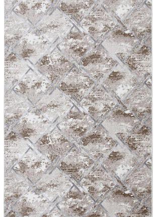 Килимова доріжка на силіконовій основі протиковзка plato soft 6347 grey brown 1.20 м бежевий