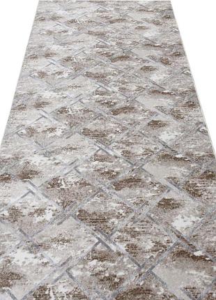 Ковер на силиконовой основе противоскользящий dakaria soft run 6347 grey brown 0.80x1.50 м бежевый