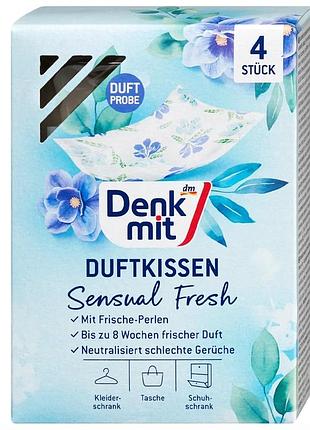 Ароматические подушечки для гардероба denkmit sensual fresh, 4 шт – длительная свежесть для шкафа