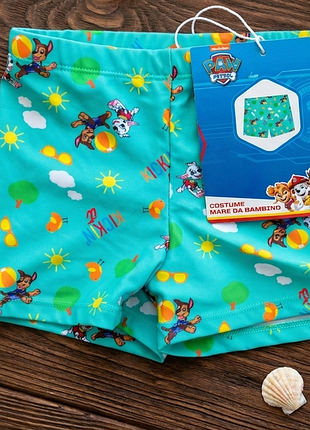 Детские плавки-шорты paw patrol (основательный патруль) для мальчика, бирюзовый, 122-128