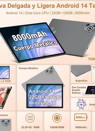 Планшет tab30 10.1" (22/128gb) android 14 gray: 8-ядерный процессор, 8000mah, widevine l1 + клавиатура и мышь 3