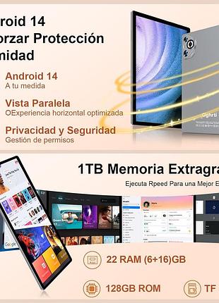 Планшет tab30 10.1" (22/128gb) android 14 gray: 8-ядерный процессор, 8000mah, widevine l1 + клавиатура и мышь 4