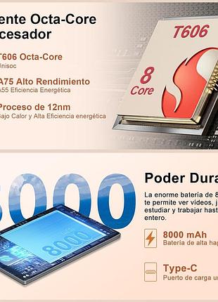 Планшет tab30 10.1" (22/128gb) android 14 gray: 8-ядерный процессор, 8000mah, widevine l1 + клавиатура и мышь 5