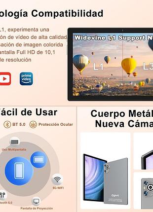 Планшет tab30 10.1" (22/128gb) android 14 gray: 8-ядерный процессор, 8000mah, widevine l1 + клавиатура и мышь 7