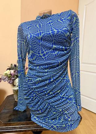 💙 яскрава сукня pull&bear з драпіровкою 6