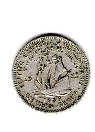 Восточные карибские штаты query елизавета ii 25ment, 1955 год медно-никелевый сплав, 6.51g, ø 24mm no2071
