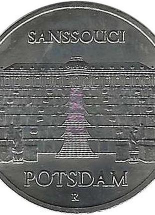 Германия - гдр 5 марок, 1986 палац сансуси в потсдаме медь-цинк-никель, 9.6g, ø 29mm no2422