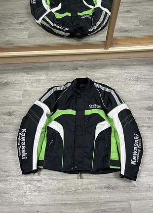 Текстильная мужская мотокуртка kawasaki racing team с защитой, размер s
