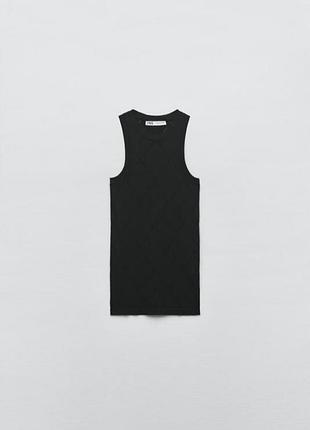 Чорна трикотажна майка в ромби від zara