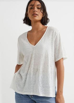 Нова трикотажна льняна футболка/топ h&m. швеція.