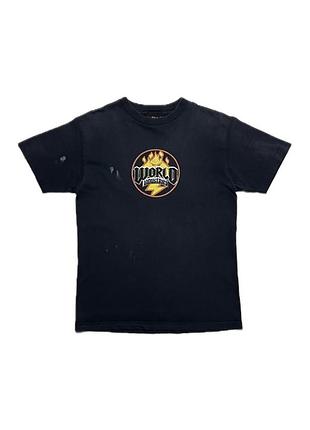 Вінтажна скейт футболка vintage 2000’s world industries skateboards flaming logo tee