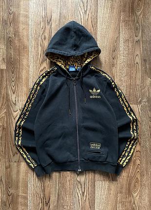 Жіноча чорна леопардова кофта adidas chile 62