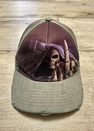 Кепка spiral direct (оригинал), скелет grim reaper, байкерское, масло