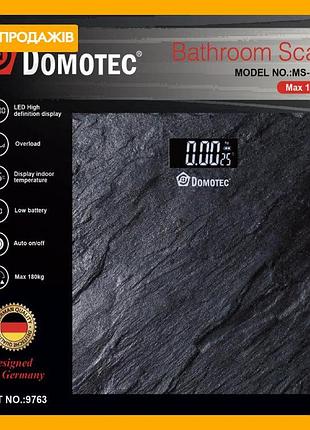 Электронные напольные весы domotec до 180 кг с led-дисплеем и термометром для контроля веса и температуры
