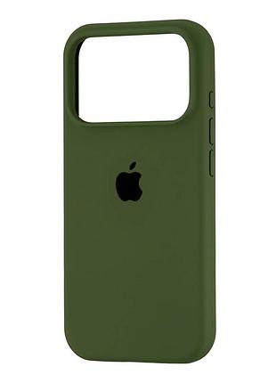 Чехол силиконовый full cover для iphone 17 pro темно-зеленый с защитой камеры и усиленными углами army green