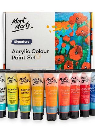 Краски акриловые для рисования mont marte acrylic colour paint set signature 18pc x 36ml разные цвета