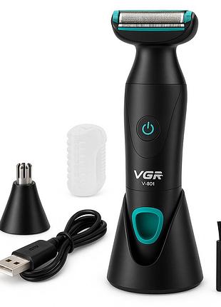 Бритва с аккумуляторным зарядным устройством vgr v-601, триммер для стрижки бороды аккумуляторный ug-60