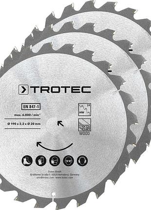 Диск пиляльний trotec 190х20х2,2 hw24 wood (3 шт) (6215001330)