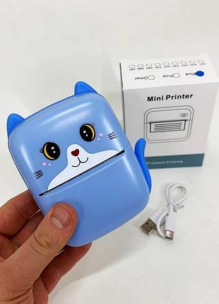 Портативный детский термопринтер с bluetooth a8 cat мини принтер для телефона blue nx-26 6