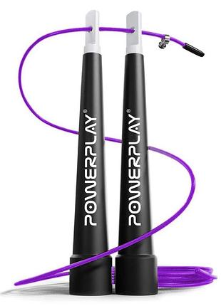 Скакалка скоростная powerplay 4202 ultra speed rope фиолетовая (2,9m.)