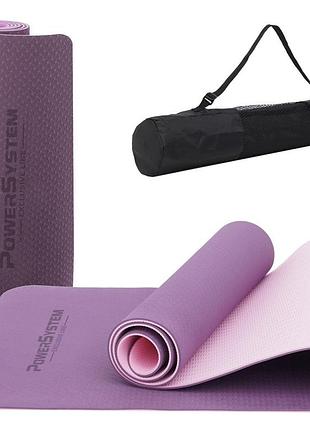 Килимок для йоги та фітнесу power system ps-4060 tpe yoga mat premium purple (183х61х0.6)