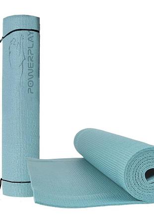 Килимок для йоги та фітнесу powerplay 4010 pvc yoga mat зелений (173x61x0.6)