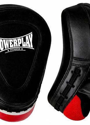 Лапы боксерские powerplay 3042 черно-белые pu [пара]