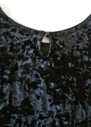 Чорна оксамитова блуза топ з баскою5 фото