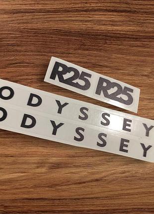 Чорні на прозорій плівці наклейки на вилку пір'я одисей р25 odyssey велосипеда r25 одессей
