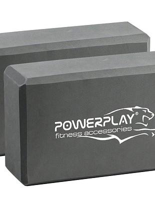 Блоки для йоги 2 шт. powerplay 4006 yoga brick eva сірі (пара)