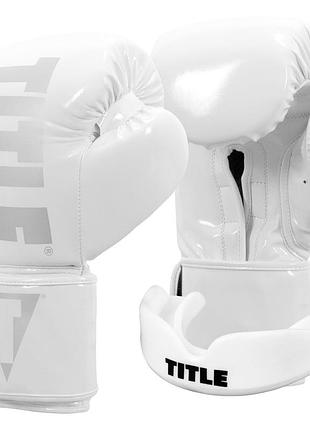 Боксерские перчатки title boxing inferno intensity elastic white 18 oz (капа в комплекте)