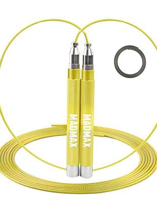 Скакалка скоростная на подшипниках алюминиевая madmax mfa-286 speed jump rope yellow