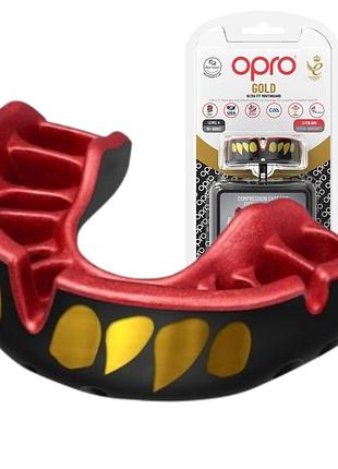 Капа opro gold взрослая (вик 11+) jaws black/red (art.102504011)