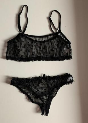 Комплект білизни з м'якої сітки в горошок