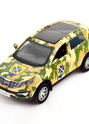Машинка технодрайв шеврони героїв kia sportage 56 омпбр металева з відкривними дверима