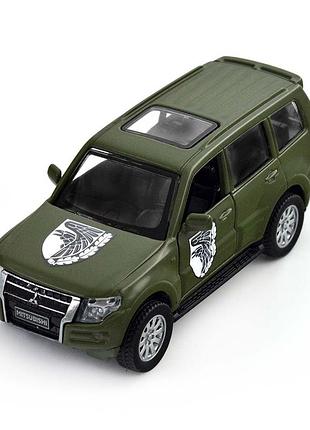 Машинка mitsubishi pajero 1 43 technodrive шевроны героев 93 омбр металлическая с дверями