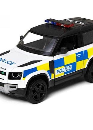 Машинка land rover defender 90 kinsmart полицейская металлическая с открывающимися дверями