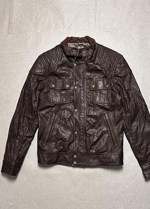 Dark brown leather weybridge cafe racer jacket with quilted padding avirex alpha industries