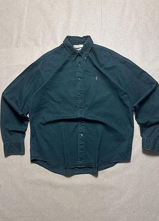 Yves saint laurent pour homme vintage teal green cotton button down shirt