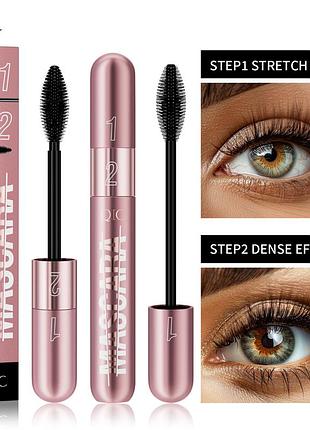 Туш для вій qic waterproof non-caking mascara double effect mascara 9мл чорна