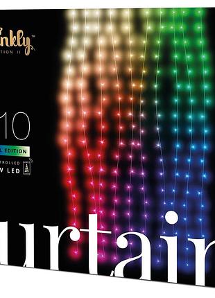 Гирлянда smart led twinkly curtain rgbw 210 ip44 1х2.1м прозрачный кабель