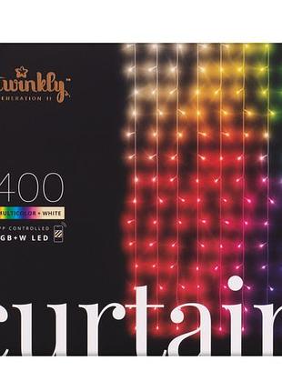 Гирлянда smart led twinkly curtain rgbw 400 ip44 3х2м прозрачный кабель